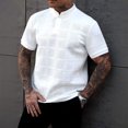 thumbnail image 2 of Mens Casual Henley Shirt Short Sleeve Golf Shirts Textured Summer Vacation Tops,White XL, 2 of 4