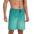 thumbnail image 2 of Balery Teal Turquoise1 Pantalones cortos de pijama de punto de algodón para hombre con cinturilla y bolsillos-3X-Large, 2 of 6