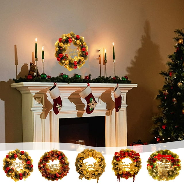 LSLJS Décorations Couronne de Noël de Noël Couronne Pendentif Rotin Porte Suspendue Scène de Magasin Habiller Décorations de Noël Fournitures Décorations de Noël