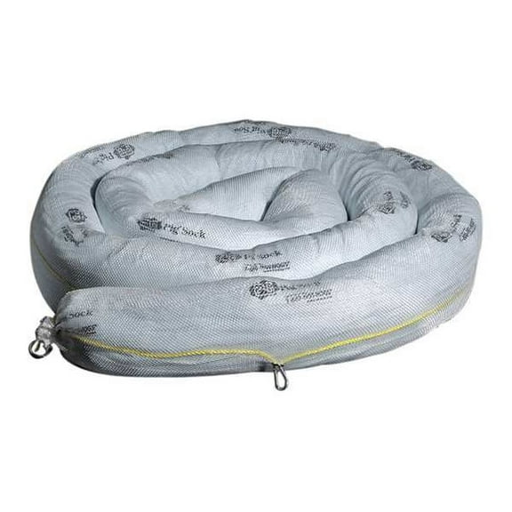Pig Sorbent Boom, 48 gal, 8 in x 20 ft, Oil, White, 2 PK BOM409