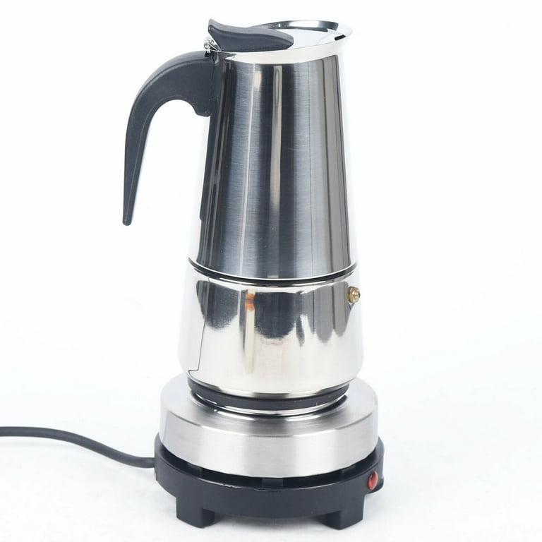 450ml Stainless Steel Moka Pot, Espresso Greca Coffee Maker, for Induction GAS or Electric Stove Home Office Use