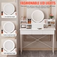 thumbnail image 5 of Women Dresser, Happydeer Vanity Table with LED Lighted Mirror, 4 Drawers and Opening Shelves Dressers, Dressing Table for Bedroom, 3 Modes Brightness Adjustable Makeup Desk, 5 of 6