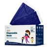Kids Disposable Face Mask, 3-Ply with Ear Loop (50 Individually Wrapped) - Navy Blue
