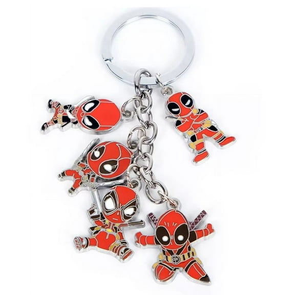 Anime Deadpool characters 5 pcs Metal Charm Keychain Key Ring