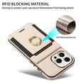 thumbnail image 2 of Case For IPhone 16 Pro Max/16 Plus/16 Pro/16 , Ring Kickstand Card Slots Case Magnetic Suction Leather Cover RFID Blocking Shell, 2 of 5