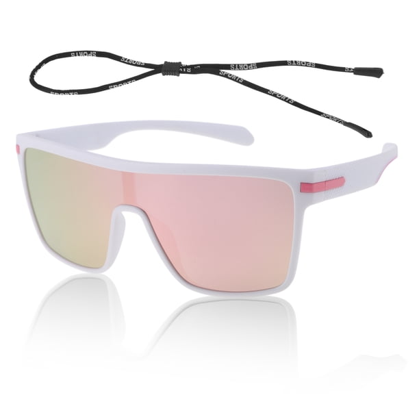 1 juego de gafas de motocicleta anti-reflejo Tri-Acetato de Celulosa TR90 UV400 gafas de sol para ciclismo lente rosa marco blanco rosa