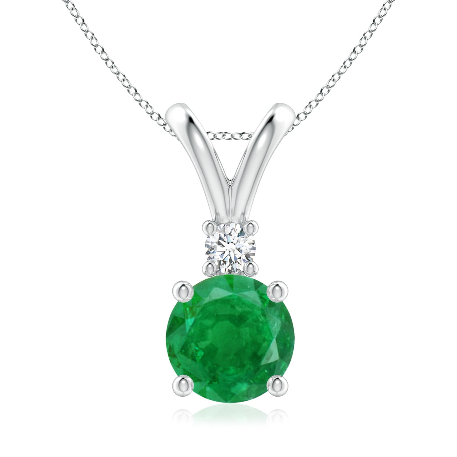 Real Lush Green Emerald Pendant 925 Sterling Silver 2Tone Thanks Giving Jewelry 