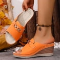 thumbnail image 3 of Rokment Orthopedic Wedges Slip on Dressy Sandals for Women Ladies 2026 Summer Trendy Casual Leather Arch Support Platform Heeled Dress Slides Business Office Work Orange Size 9.5, 3 of 6