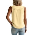 thumbnail image 4 of CIENVNSTG Button Down Lace Collared Tank Tops Women Scoop Neck Cotton Sleeveless Solid Color Loose Fit Lightweight Summer Everyday Tops Yellow L, 4 of 4