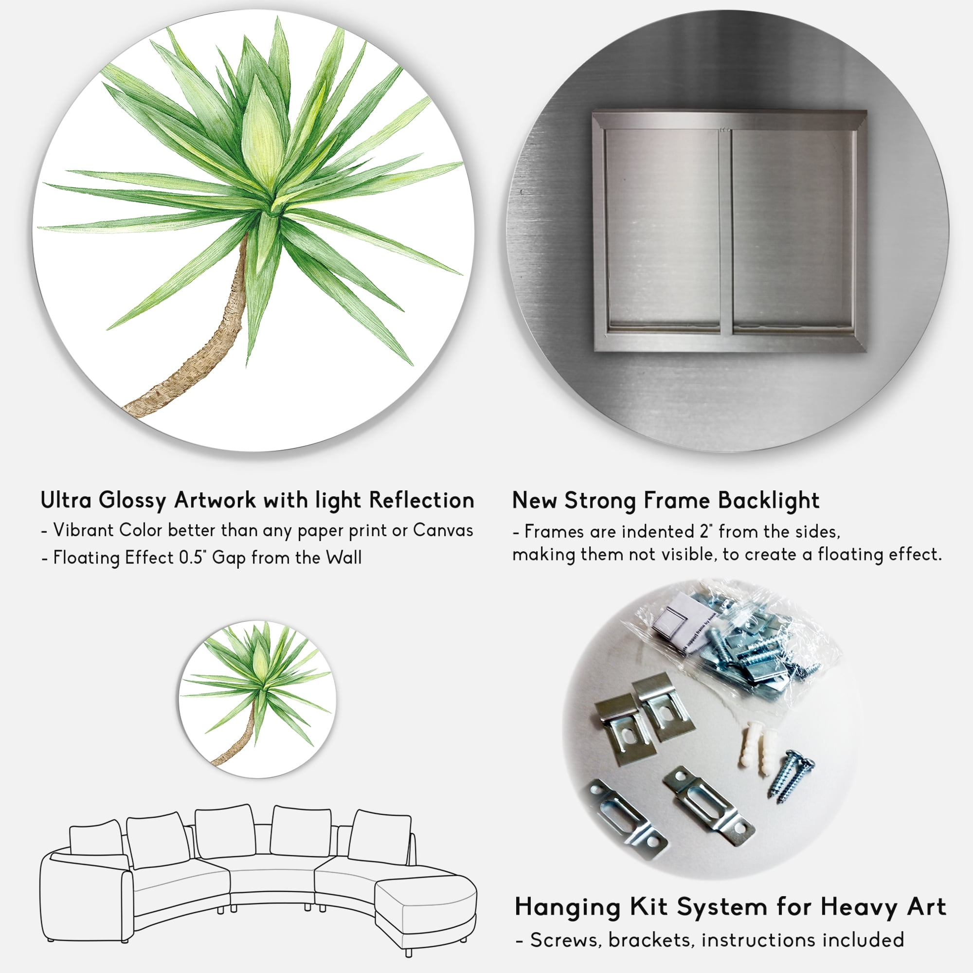 Designart 'Close Up Of Yucca Tree' Traditional Circle Metal Wall Art 36x36 - Disc of 36