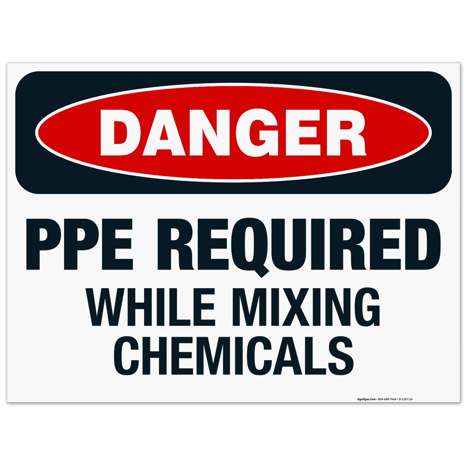 Danger Ppe Required While Mixing Chemicals Sign, OSHA Danger Sign ...
