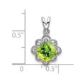 thumbnail image 3 of 14k White Gold Peridot and Diamond Scalloped Pendant, 3 of 4