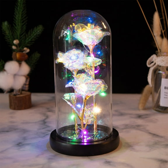 Home Decor Mothers Day Glass Rose Gifts for Mom Women, Rose Flower Birthday Gifts for Women Mom Wife Girlfriend, Light Up Rose in A Glass Dome, Rose Gifts for Valentines, Mothers Day, Womens Day