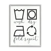 Stupell Industries Helpful Laundry Symbol Calligraphy Guide Chart Graphic Art Gray Framed Art Print Wall Art, Design by Lettered and Lined