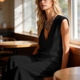 thumbnail image 6 of BUIGTTKLOP Cotton Linen 2 Piece Sets for Women V Neck Sleeveless Tops High Waisted Pants with Pockets Summer Outfits, 6 of 6