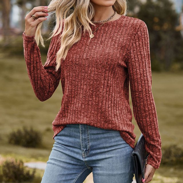 DecSea T-Shirt Classique à Manches Longues et Col Rond pour Femmes