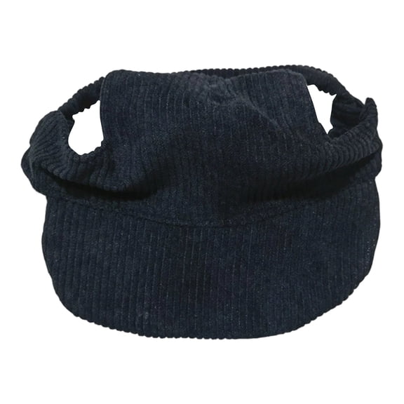 Corduroy Dog Baseball Hat with Ear Holes and Adjustable Chin Strap Breathable Sun Protection Summer Cap for Large Golden Retrievers and Labradors Black