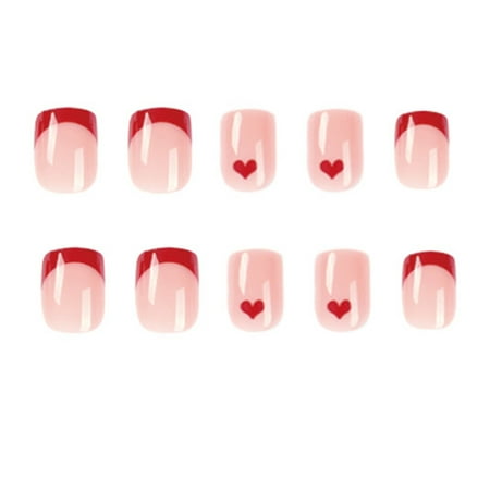 Red Edge False Nails with Premium Eco-Friendly Resin Material Nail Makeup for Urgent Appointment