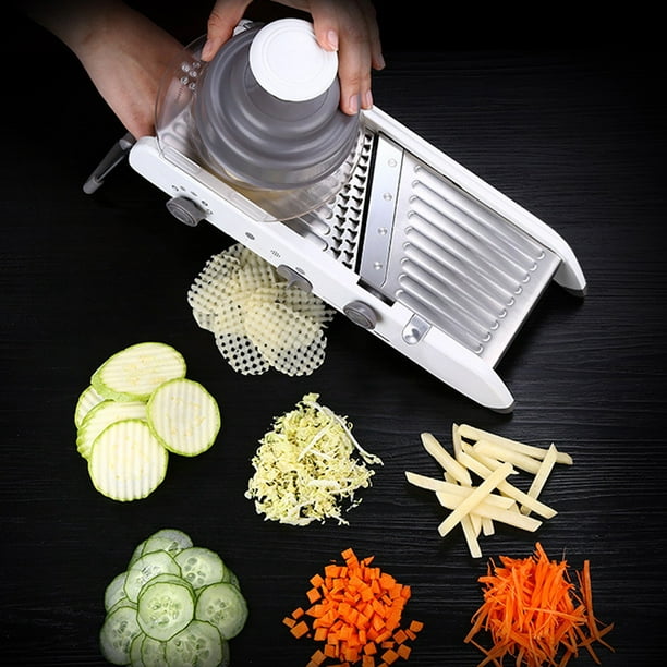 Trancheuse à légumes en acier inoxydable coupe-légumes 6 lames mandoline  professionnelle râpe à légumes amovible, coupe-pommes de terre manuel 