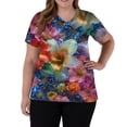 thumbnail image 3 of HAJWOH Scrub Tops for Women V-Neck Medical Scrubs Short Sleeve Stretchy Nurse Work Uniform Shirts Casual Scrub Top with Pocket Sky Blue 5XL, 3 of 5