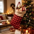thumbnail image 4 of Jumbo Christmas Stockings,Holiday Hanging Bags Giant Red Black Buffalo Plaid Felt Stockings Hanging Gift For Xmas Tree Fireplace Mantel Home Holiday Party Decoration Gift, 4 of 6