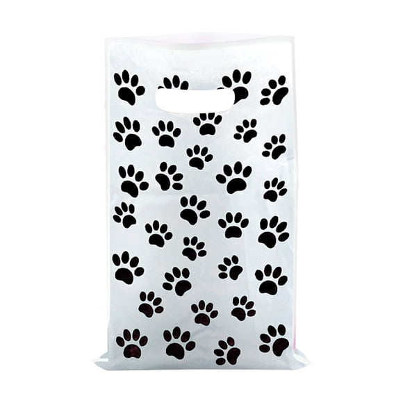 Paw Print Gift Bags Bulk, 10 Pack Dog Party Favor Bags, Thick Paper Gift Bags with Handles for Dog Themed Birthday, Puppy Shower, and Daily Festival Gifting^