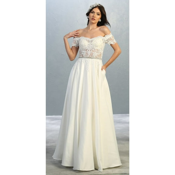Juniors Womens Embroidered Formal Wedding Dress