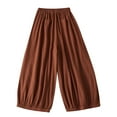 thumbnail image 2 of Fall Ladies Pants Women High Waist Linen Bloomers Loose Wide Leg Pants Pants, 2 of 6