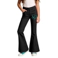 thumbnail image 2 of TGPMGRZ Girls Wide Leg Pants High Waisted Yoga Bootcut Pants with Pockets (Heart, Big Girl, 9-10 Years, Black), 2 of 5