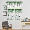 thumbnail image 4 of Kitchen Window Curtains Valance and Tier Set, Spring Butterfly Fallen Leaf Rod Pocket Tier Curtain Valance Set, Watercolor Green Style Light Filtering Cafe Curtains for Bedroom Living Room, 4 of 9