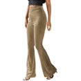 thumbnail image 3 of Pantalones acampanados de terciopelo dorado con cintura alta y color sólido sexys para mujeres europeas y americanas, 3 of 6