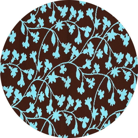 Ahgly Company Indoor Round Oriental Light Blue Industrial Area Rugs, 8' Round