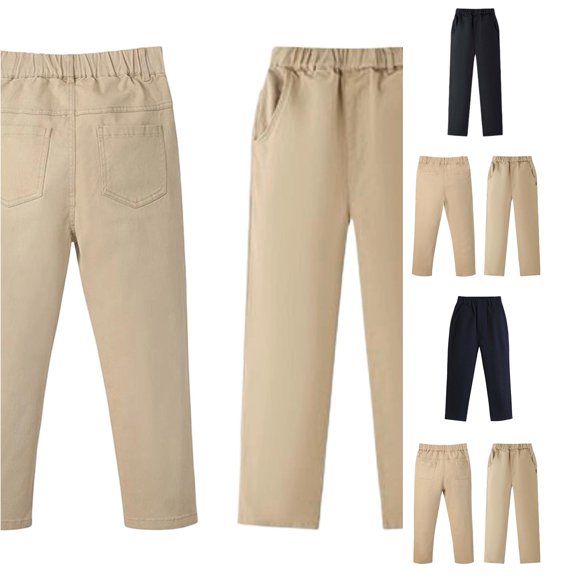 Boys School Pants Khaki Casual Dress Trousers Elastic Waist Comfortable Kids Pants for Teenagers Stretchable Long Pants for Daily Wear Sweat Pants Kids Big Kids Knit Pants Boys 5t Boys Winter 3 Month