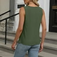 thumbnail image 4 of Lovskoo Womens Summer Tank Top Sleeveless V Neck Keyhole Business Casual Outfits 2024 Basic Loose Dressy Linen Work Shirt Olive Green, 4 of 5