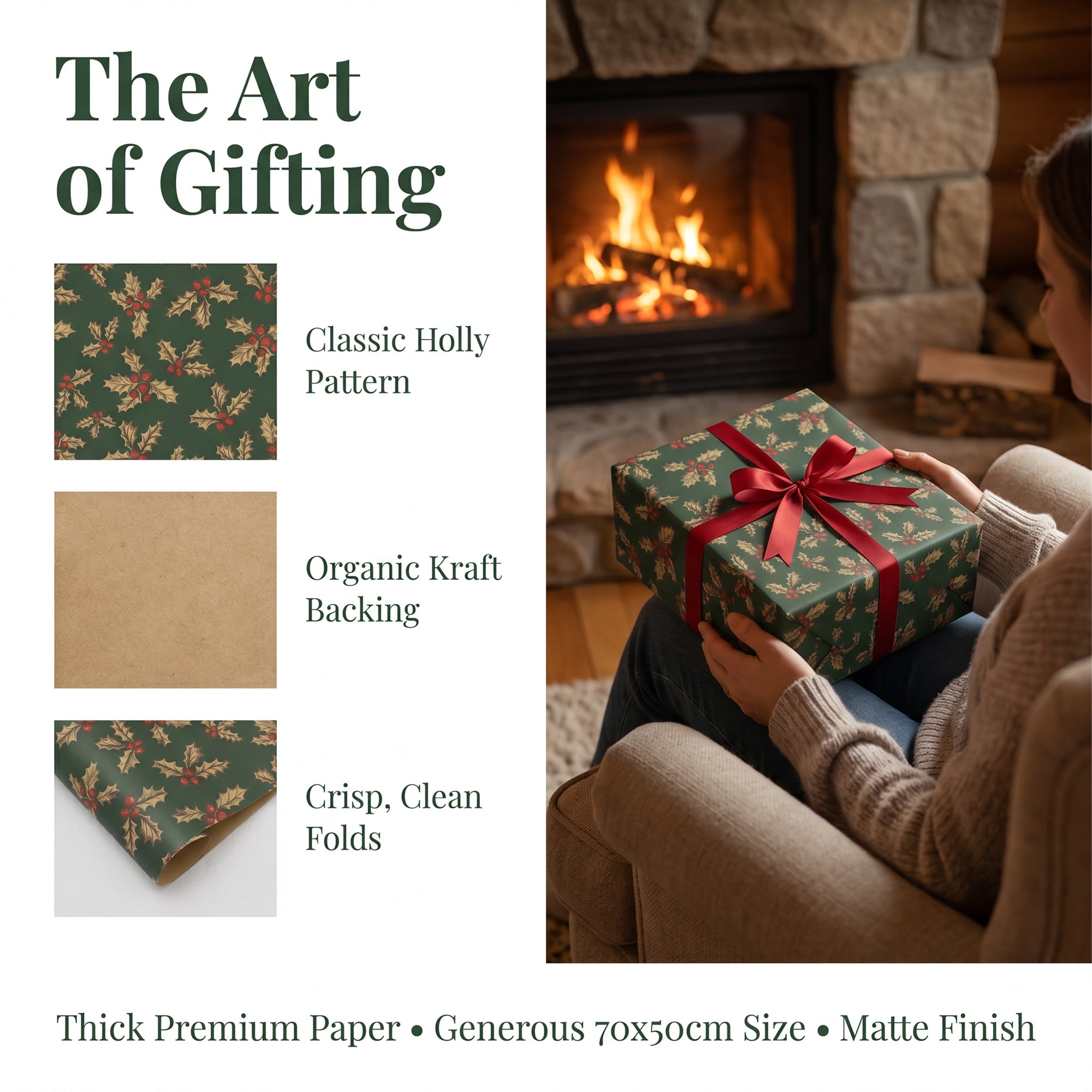 Unique Bargains Premium Gift Wrapping Paper for Christmas and Events Green 27.6"x 19.7"