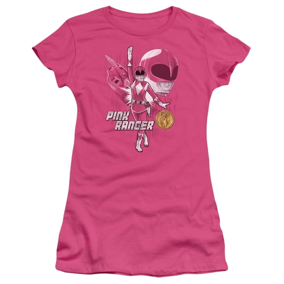 Power Rangers Pink Ranger Junior Women's T-Shirt Sheer Hot Pink