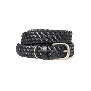 Time and Tru Women's Braided Faux Leather Belt, Black
