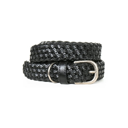 Time and Tru Women's Braided Faux Leather Belt, Black