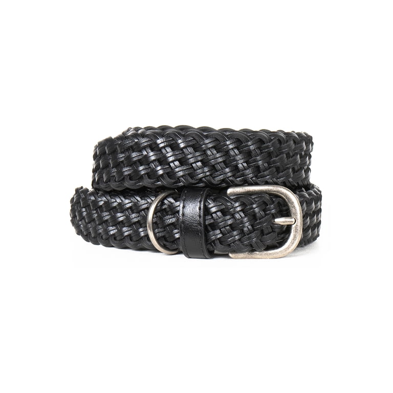 Time and Tru Women's Braided Faux Leather Belt, Black photo 1