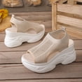 thumbnail image 5 of HomeDM Wedge Platform Sandals for Women Open Toe Ankle Strap Casual Slip-On Summer Beach Sandals, Khaki Size 8.5, 5 of 9