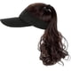 thumbnail image 1 of Sombrero al aire libre peluca sombrero con pelo cola de caballo peluca gorra de béisbol con pelo marrón negro, 1 of 5