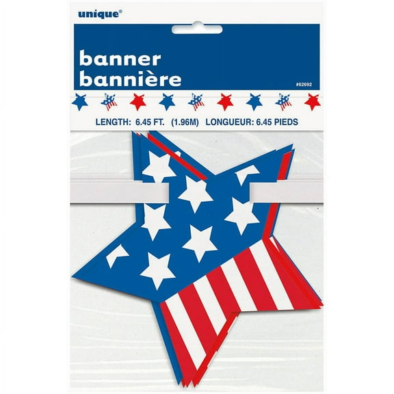Stars and Stripes Patriotic Paper Cut Out Garland, 6.5"