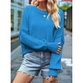 thumbnail image 3 of Women'S Short Batwing Hoodie 2025 Fall Outfits Trendy Crewneck Side Slit Fashion Pullover Tops Blue L, 3 of 4