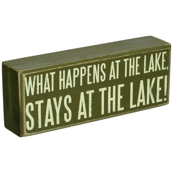 Primitives by Kathy Distressed Green Box Sign, 8 x 3-Inches, Stays at The Lake