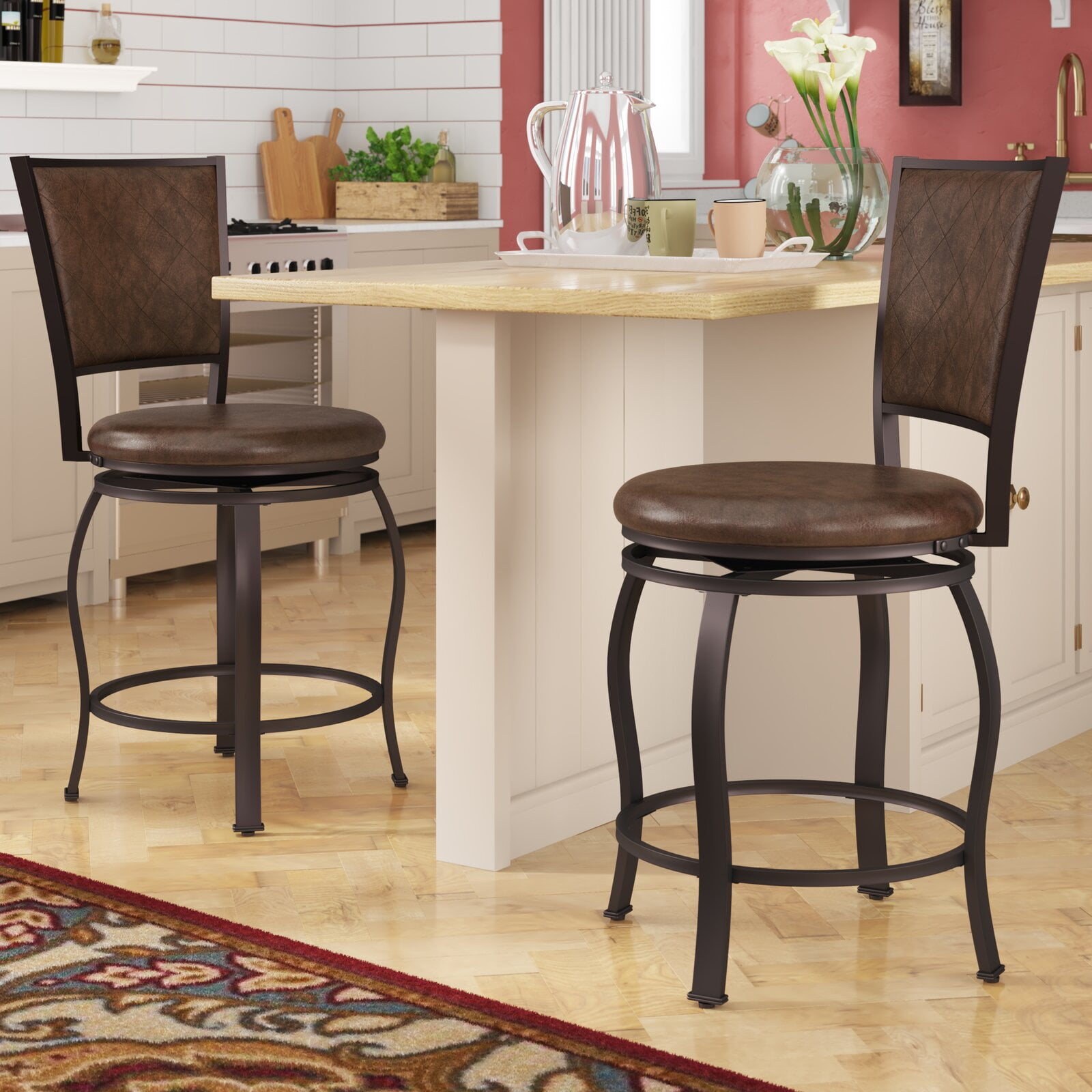 Maskell Bar & Counter Swivel Stool, Seat Color Brown, CAL TB 1172013