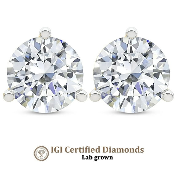 Lab Grown Diamond 5 Carat Earring | F-G VS Quality | IGI Certified Solitaire Stud Earring | 14K White Gold | Friendly Diamonds Earrings