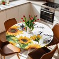 thumbnail image 2 of Watercolor Sunflower Leaf Elastic Fitted Round Table Cover Spring Floral Waterproof Outdoor Tablecloth for Holiday Party, Picnic, Patio & Dining Fits Tables Up to 36"-44", 2 of 8