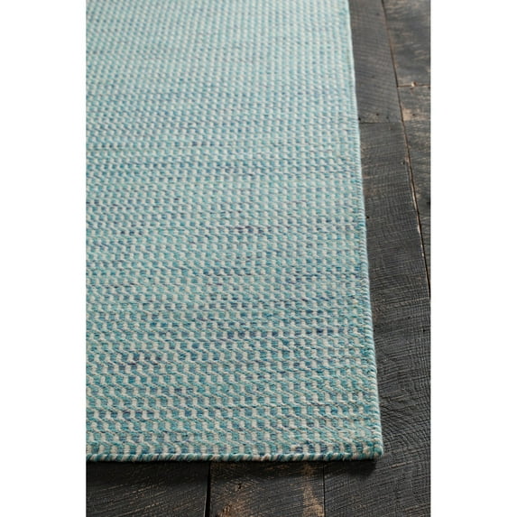 Hand-Woven Flatweave Rug 5'x7'6 Blue/White