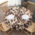 thumbnail image 3 of Beige and Brown Leopard Pattern Round Tablecloth 60"x60",Wrinkle Wipeable Table Cloth for Kitchen Dining Room Picnic Patio Party, 3 of 6