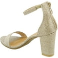 thumbnail image 3 of TOP Moda Womens Hannah-1 Chunky High Heel Metallic Glitter Ankle Strap Sandals CHAMPAGNE 7, 3 of 6
